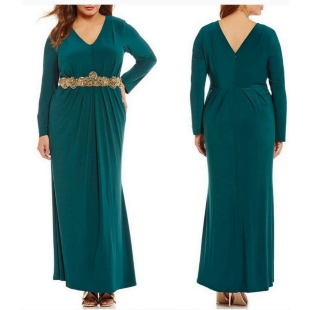 ELIZA J BEADED EMBELLISHED WAIST GOWN